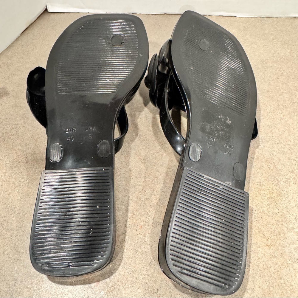Jeffery Campbell Fleuris Black Jelly Flip Flop Thong Sandals Size 9 Slip On - Picture 9 of 9